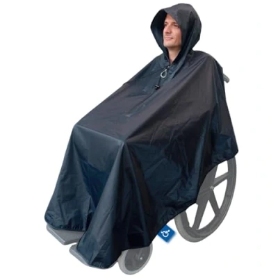 Afbeelding van ActionCare Waterdichte rolstoelponcho Standaard voor volwassenen Regencape rolstoelen, marineblauw