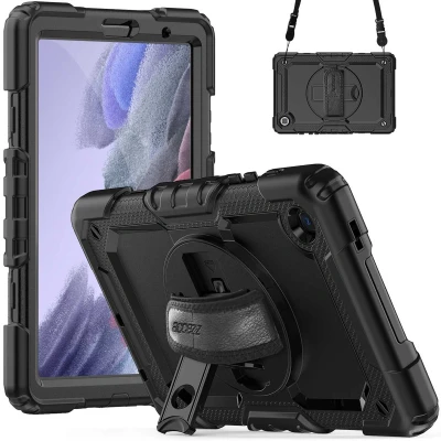 Afbeelding van Samsung Galaxy Tab A7 Lite Hoes: Accezz Rugged Backcover Shoulder Strap Hardcase,Backcover Zwart Kunststof Tablet Hoezen