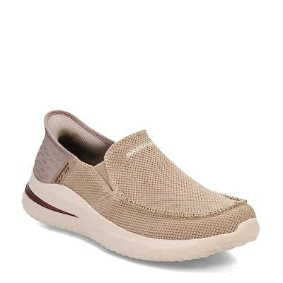 Afbeelding van Skechers Delson 3.0 Cabrino instapper voor heren, Taupe Gebreid, 42.5 EU