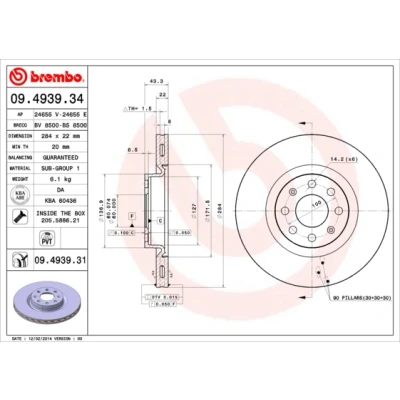 Afbeelding van Brembo Remschijf 09.4939.31