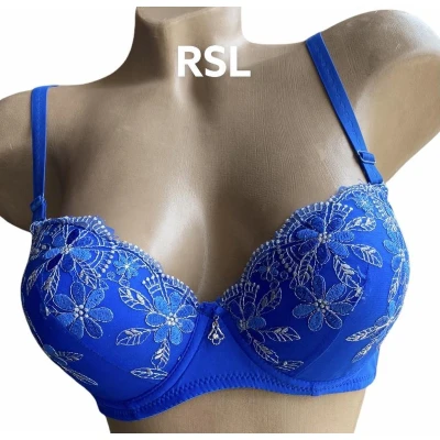 Afbeelding van BH push up met borduursel 65B/70A blauw