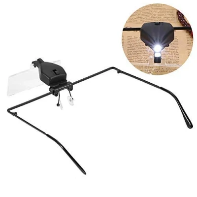 Afbeelding van Vergrootglazen met LED, hoofdband LED verlicht vergrootglas (1.5X 2.5X 3.5X) voor wimperextensions, brildragers, lezen, knutselen, juweliers, naaien en repareren