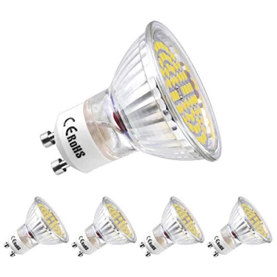 Afbeelding van GU10 LED koel wit dimbaar, lamp, koudwit 6000 Kelvin, 450 lumen, 5 W vervangt 40 watt halogeen, AC 220 V 240 stralingshoek 120 , reflectorlamp, verpakking van 4 stuks