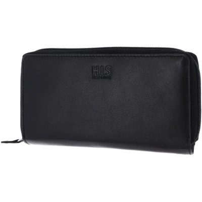 Afbeelding van H.I.S Leren portemonnee Wallet Black zwart