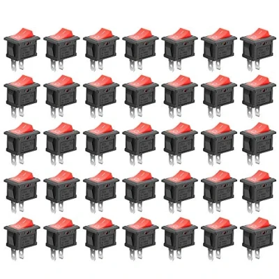 Afbeelding van GTIWUNG 35 stuks drukschakelaars AC 6 A/250 V 10 A/125 V, 2 polige boot rode tuimelschakelaar SPST aan/uit schakelaar, mini voor auto huishoudelijke apparaten
