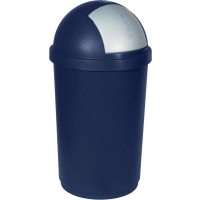 Afbeelding van Afvalbak Met Pushdeksel Blauw/Zilver (45 Liter)