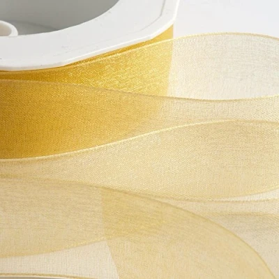 Afbeelding van Italian Options Organza Chiffon lint, 7mm x 50 meter rol, goud