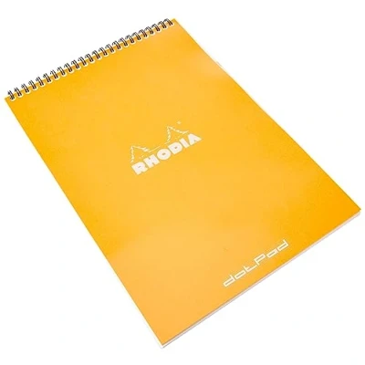 Afbeelding van Rhodia 18503C Note Pad met dubbele spiraal, DIN A4, Dot Grid, 80 g, 21 x 29,7 cm, vellen, oranje