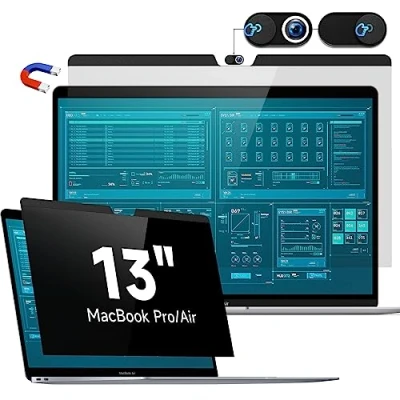 Afbeelding van Magnetische privacyfilter, compatibel met Apple MacBook Air 13 (2018 2021, M1) en Pro inch (2016 2022, M1, M2) 13,3 inch, anti spy glare blauw licht, Mac laptop, privacyfolie,