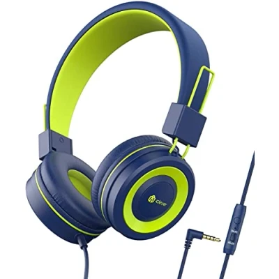 Afbeelding van Hoofdtelefoon voor Kinderen, iClever Volume Limited, Stereo Geluid, Opvouwbaar, Onverwarde Draden, 3,5 mm Aansluiting School/Reizen (blauw groen)