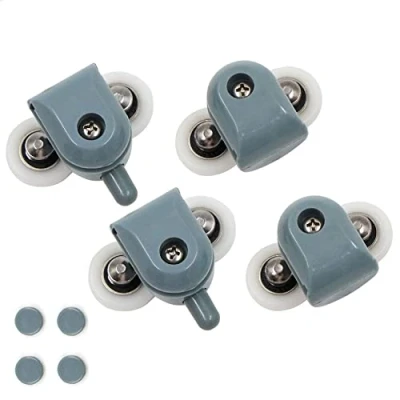 Afbeelding van 4 stuks douchecabine wielen 25 mm dubbele voor douchedeuren douchecabinerollen loopwielen riemschijven douchedeur douche duurzaam schuifdeur glazen deuren met een dikte van ca. 3 tot 6