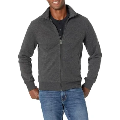 Afbeelding van Amazon Essentials Fleece Mock Neck Sweatshirt met volledige rits Charcoal Heather, S