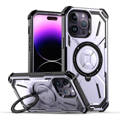 Afbeelding van Hoesje Geschikt voor iPhone 11 Pro Backcover MagSafe Rugged Armor Extra valbescherming Ringhouder TPU Lichtpaars