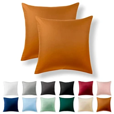 Afbeelding van Alreya Tweedelige set renforcé kussenslopen, 40 x cm, 100% katoen met YKK ritssluiting, super zachte hoofdkussensloop, kussenhoes, alleen kussensloop, Kaneelbruin