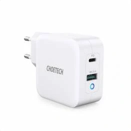 Afbeelding van Choetech GaN 2 poorts USB/USB C 65W PD QC3.0 Mac oplader