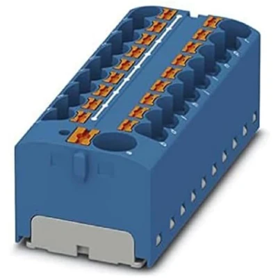 Afbeelding van PHOENIX CONTACT PTFIX 10/18X4 BU verdelerblok, 450 V, 32 A, aantal aansluitingen 19, doorsnede 0,2 mm² 6 mm², AWG 24 10, breedte 64,8 mm, hoogte 21,7 blauw, 8 stuks