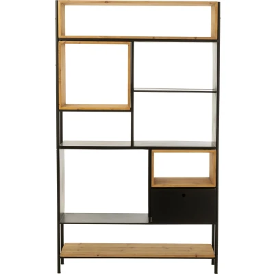 Afbeelding van J Line kast Tina hout/ijzer zwart/naturel large