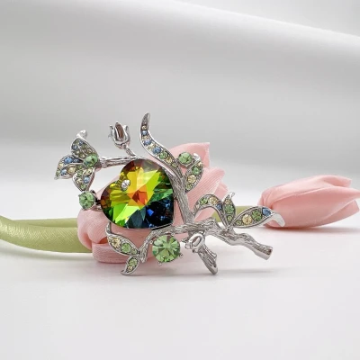 Afbeelding van Zilver Broche met Multi Kleur Hart Swarovski® Kristal