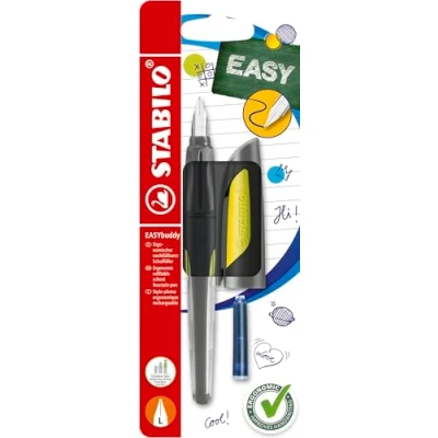 Afbeelding van Vulpen STABILO Easybuddy linkshandig large zwart/lime blister à 1 stuk