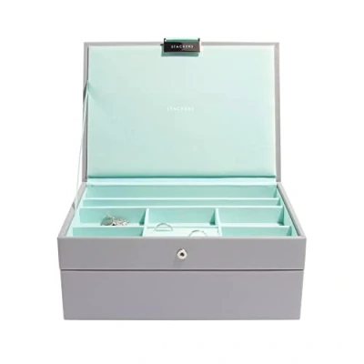 Afbeelding van Stackers Dove Grey &amp; Mint Classic Sieradendoos, set van 2