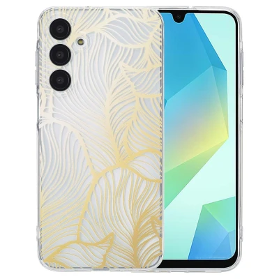 Afbeelding van Samsung Galaxy A16 (5G) Hoesje Siliconen en TPU (zacht) imoshion Backcover/Softcase Golden Leaves Transparant Telefoonhoesje