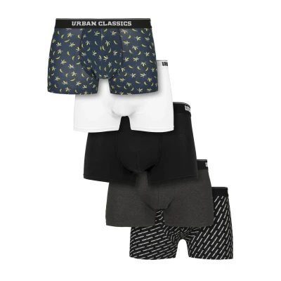 Afbeelding van Urban Classics Boxershorts voor heren, verpakking van 5 stuks, Ban.Aop+brand.Aop+cha+zwark+wit, 3XL