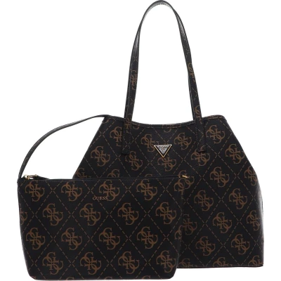 Afbeelding van GUESS Shopper Vikky Large Tote Brown Logo Donkerbruin