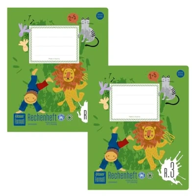 Afbeelding van Ursus Formati R.3 Quart Rekenboekje, 20 vellen, geruit, 2 stuks, van 100% gerecycled papier, doordachte liniatuur voor mooie cijfers