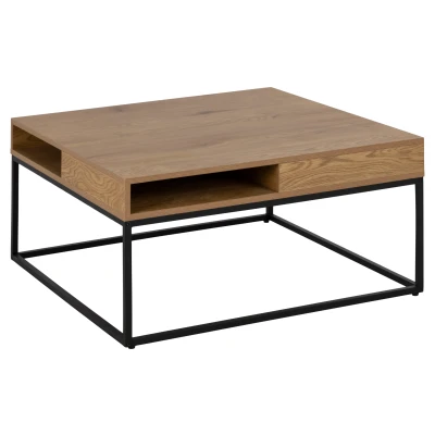 Afbeelding van Salontafel Horve 80x80 cm in wild eiken met open vakken