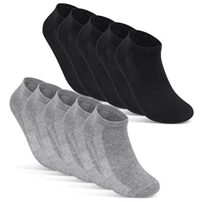 Afbeelding van 10 Paar Sneaker Sokken Heren Dames Ademend met Mesh Katoen Zwart Wit Grijs 16510 (39 42 Zwart+Grijs)