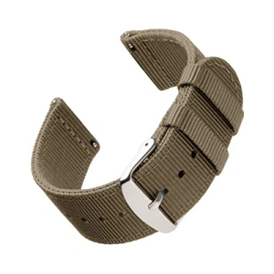 Afbeelding van Archer Watch Straps Vervangende Quick Release Horlogebanden van Hoogwaardig Nylon voor Dames en Heren, Horloges Smartwatches (Kaki, 22mm)