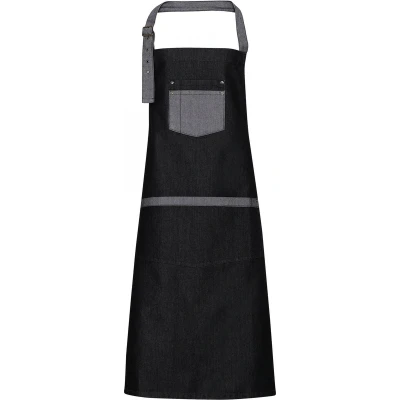 Afbeelding van Premier Domain Contrast Denim bib apron PR127 Black