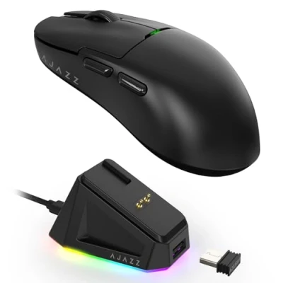 Afbeelding van MAGIC REFINER X AJAZZ AJ159P Draadloze Gaming Mouse met Magnetische RGB Oplaaddock, voor Bedrade PC&#039;s 2.4G/USB C, PAW3395 sensor, 6 instelbare DPI tot 26000 PC/Mac Zwart