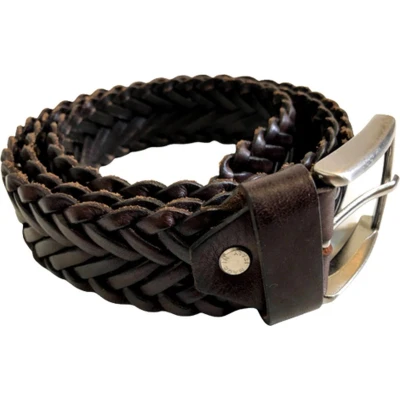 Afbeelding van Hommard gevlochten Echt Leren Riem, Donker Bruin, Genuine Leather Belt, Woven Belt