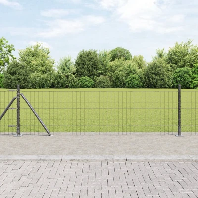 Afbeelding van vidaXL Euro hek met 13 flenspalen 0.6x25 m gegalfaniseerd staal