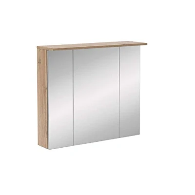 Afbeelding van Schildmeyer Spiegelkast Nora Breedte 80,5 cm, 3 deurs, ledverlichting, schakelaar /stekkerdoos