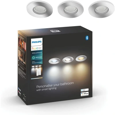 Afbeelding van Philips Hue Adore badkamerinbouwspot warm tot koelwit licht 3 pack 1 dimmer switch chroom