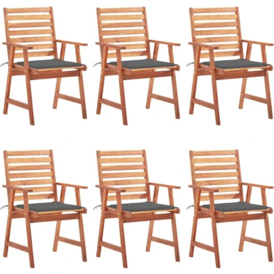 Afbeelding van vidaXL Tuinstoelen 6 st met kussens massief acaciahout