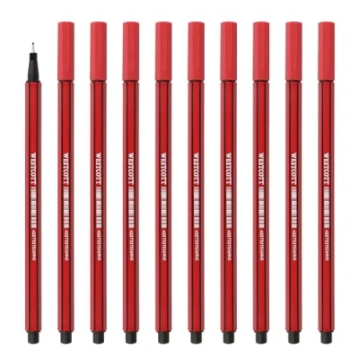 Afbeelding van Westcott fineliner rood, 10 stuks, verpakking van premium met 0,4 mm lijndikte, nauwkeurige lijngeleiding, metalen punt, sneldrogende inkt op waterbasis, E 737784 00
