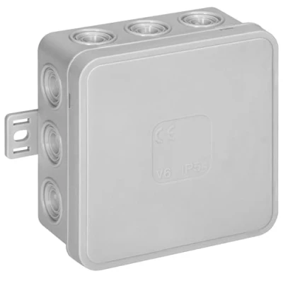 Afbeelding van Miratic Opbouw Kabel Aftakdoos IP54 Cable Box CLICK aansluitdoos Electronics 12 Doorvoeren Kabeldoos 85x85x41mm (Grijs)
