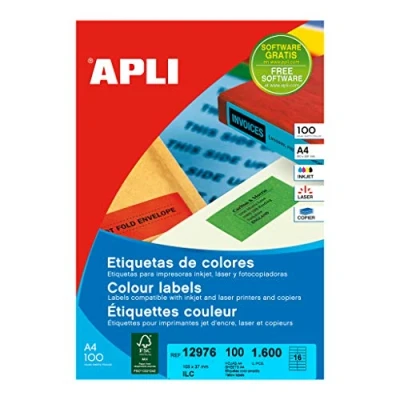 Afbeelding van Apli Gekleurde etiketten ft 105 x 37 mm (b h), geel, 1.600 stuks, 16