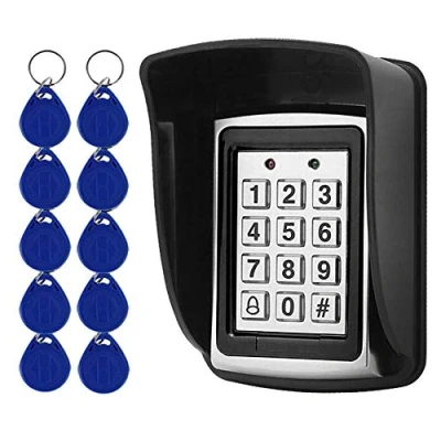 Afbeelding van YAVIS Metalen codeslot, deuropener, access control, keypad 125 kHz EM kaartlezer + 10 RFID keychians waterdichte regenhoes voor deur toegang control systeem