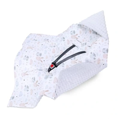 Afbeelding van Wkkeldeken Baby Zomer Minky 90x90 cm omslagdoek voor pasgeborenen voetenzak autostoel of kinderwagen Comfortabele Warme en zachte Uilen lichtgrijs
