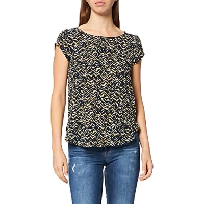 Afbeelding van ONLY VIC SS AOP NOOS PTM Blouse, Dames, Maat: 34, Night sky/brown aztech