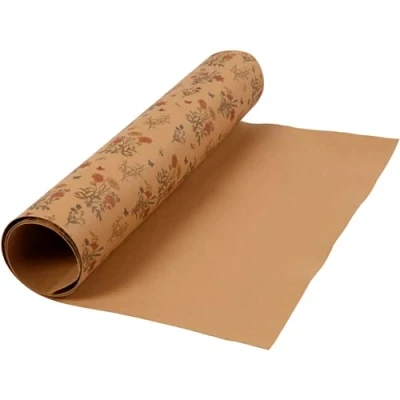 Afbeelding van Creativ Company Faux Leather Papier Bruin met Bloemenprint, 1m