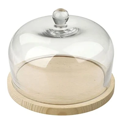 Afbeelding van Fackelmann nature kaasdome kaasstolp beukenhout/glas ø200x140mm 2 delig