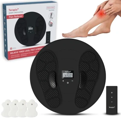 Afbeelding van TERAPIO Circulatieverhogende Voetmassager. Medisch gecertificeerde EMS &amp; TENS eenheid om de bloedsomloop te verbeteren. Voet, Been Lichaams circulatiestimulator voor Natuurlijke Pijnverlichting.
