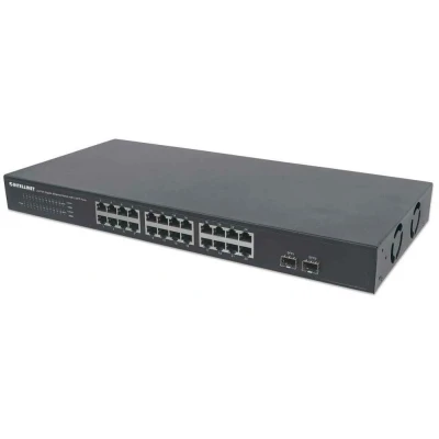 Afbeelding van Intellinet 24 poorts Gigabit Ethernet Switch met 2 SFP poorten 19&quot; Rackmount zwart 561044
