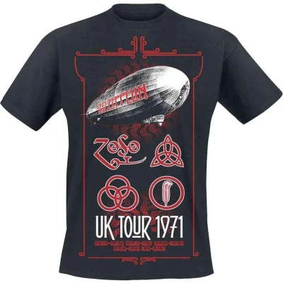 Afbeelding van Led Zeppelin UK Tour &#039;71. Heren T shirt 2XL Zwart