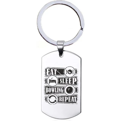 Afbeelding van Sleutelhanger RVS Eat Sleep Bowling Repeat